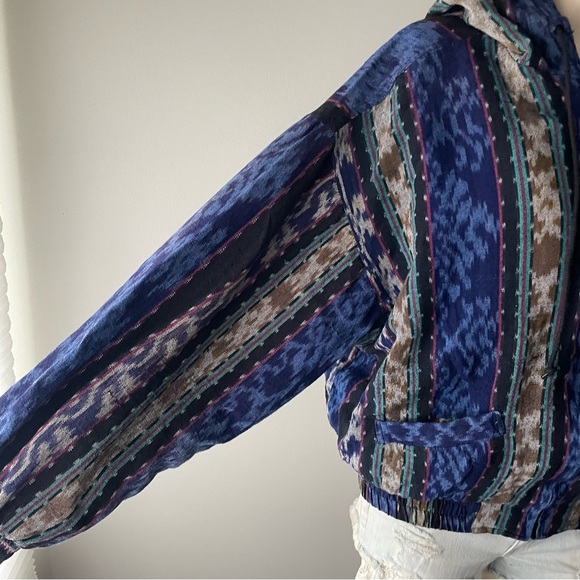 Vintage Nuevo Americana Hooded Jacket 100% Cotton Aztec Hippie Coogi Woven Large - Picture 5 of 11